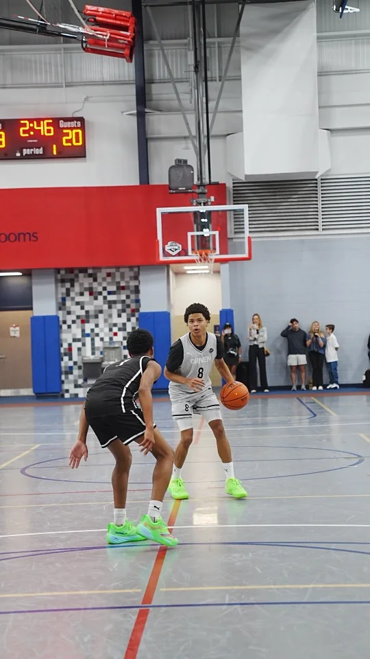 Driven Athletes guard sizing up a defender during NXTPRO Circuit game play